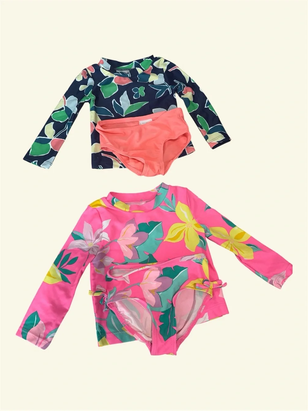 Carter's Girls' Floral Long-Sleeve Rash Guard Sets - Pink & Navy